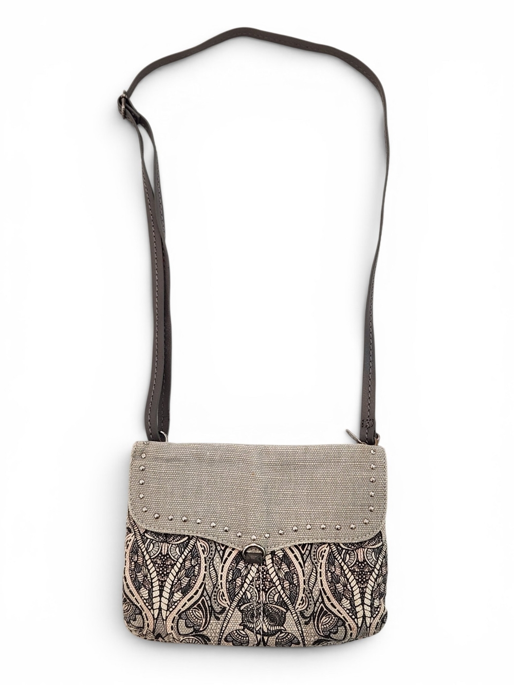 Sakroots Owl Beige & Black Patterned Crossbody Bag
